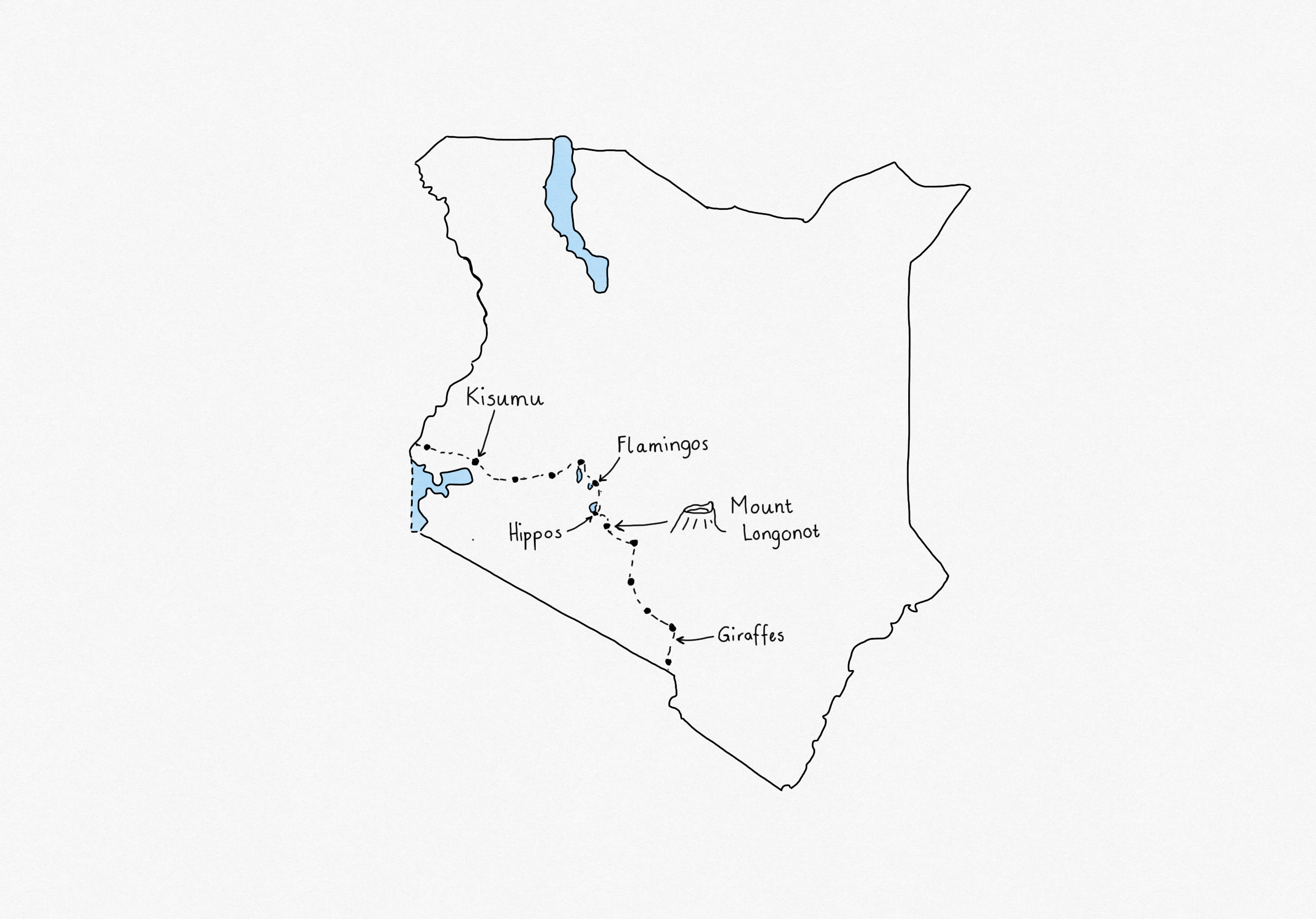 Our cycling route through Kenya